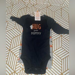 HALLOWEEN 2 PC SET size 3 month HUG YOUR MUMMY TOP PANTS BABY BOY SPIDER